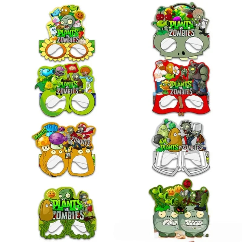 8-Pack Plant vs. Zombie Theme Party Photo Props Kids Birthday Gift Set