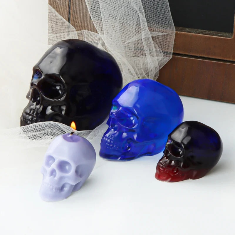 3D Human Skull Silicone Mold for Candle Making Halloween DIY Home Decor Gift
