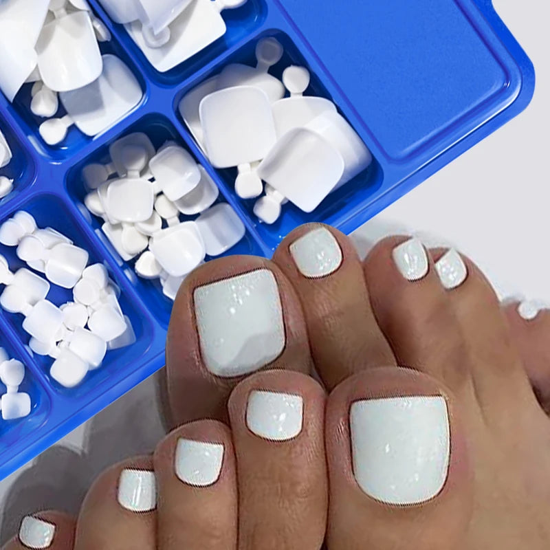 100Pcs Short Square False Toenails - Full Cover Acrylic Tips for Summer Wear - Clear, Beige, White, Frosted