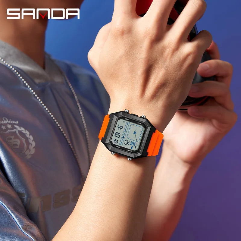 Men's Digital LED Sports Watch Waterproof Alarm Clock with Chronograph