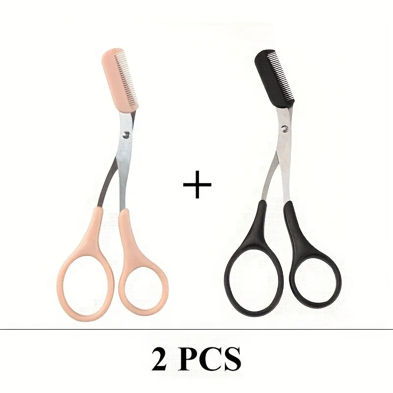 Precision Eyebrow Scissors with Pink Handle - Stainless Steel Grooming Tool