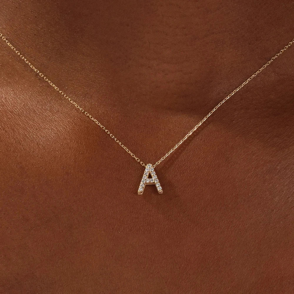 Mini Zircon Letter Choker Necklace for Women Delicate Gold Alphabet Pendant Jewelry