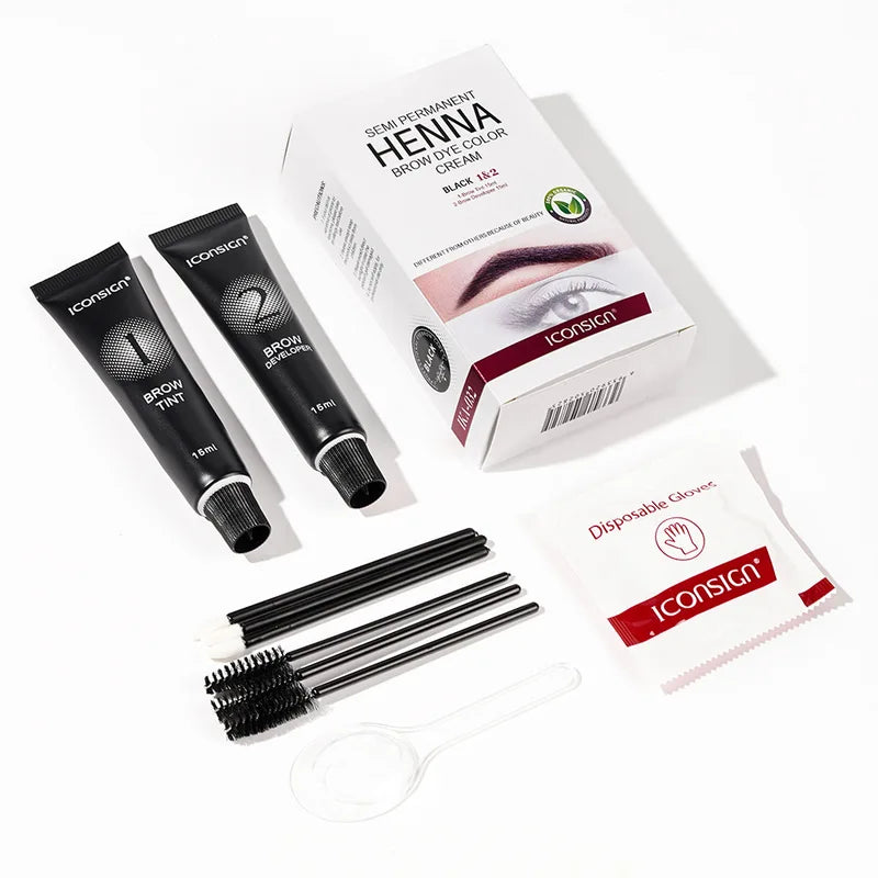 Fast-Drying Henna Eyelash & Brow Dye Tint - Semi-Permanent Makeup Cream