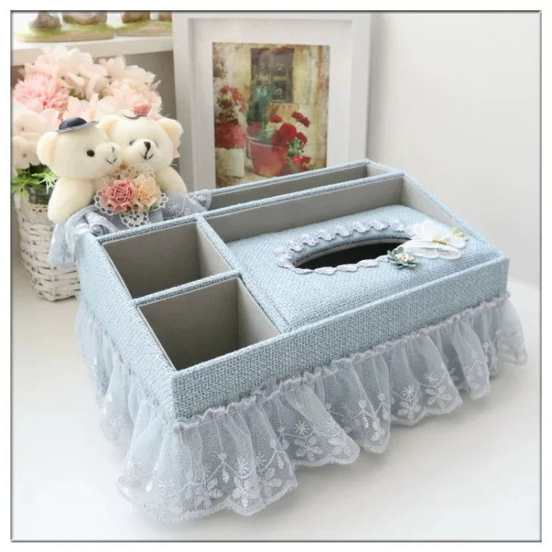 Multifunctional Tissue Box Holder with Remote Control Storage for Living Room Home Decor