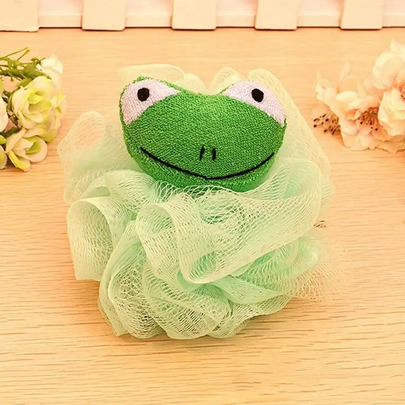 Kids Bath Sponge with Cartoon Animal Design - Soft Mesh Loofah for Gentle Baby Bathing