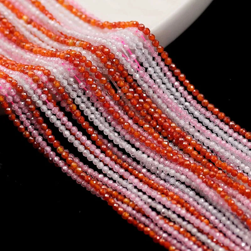 2MM Natural Stone Zircon Faceted Round Loose Beads for Jewelry Making - 200pcs