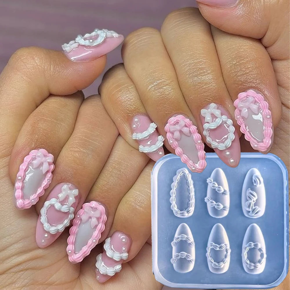 3D Silicone Flower Nail Carving Mold Acrylic Lily Hibiscus Floral Stamping Plate