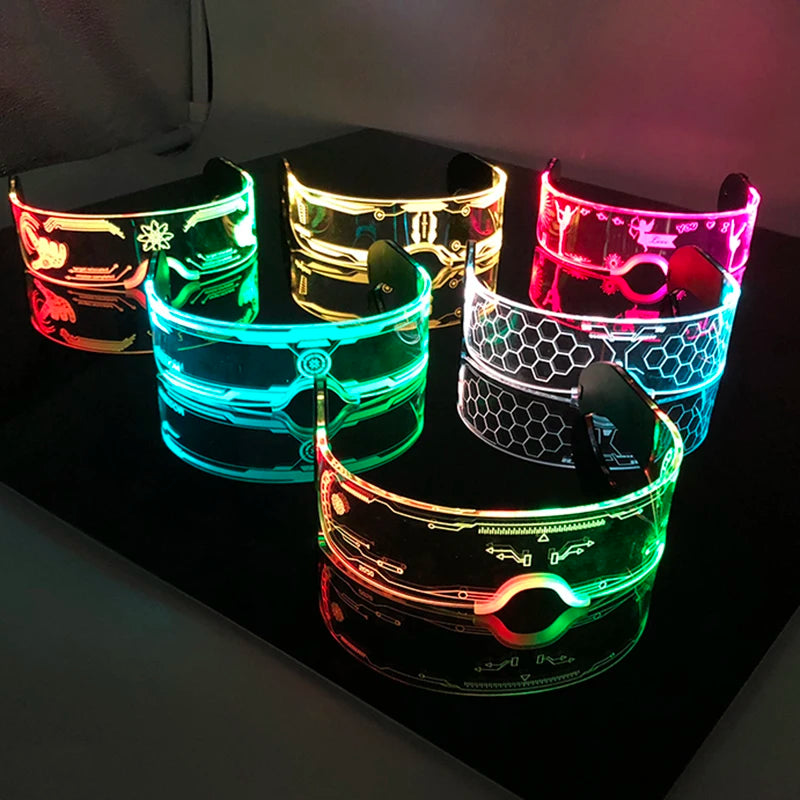 Luminous LED Glasses Neon Light Decoration for Nightclub DJ Dance Rave Costume