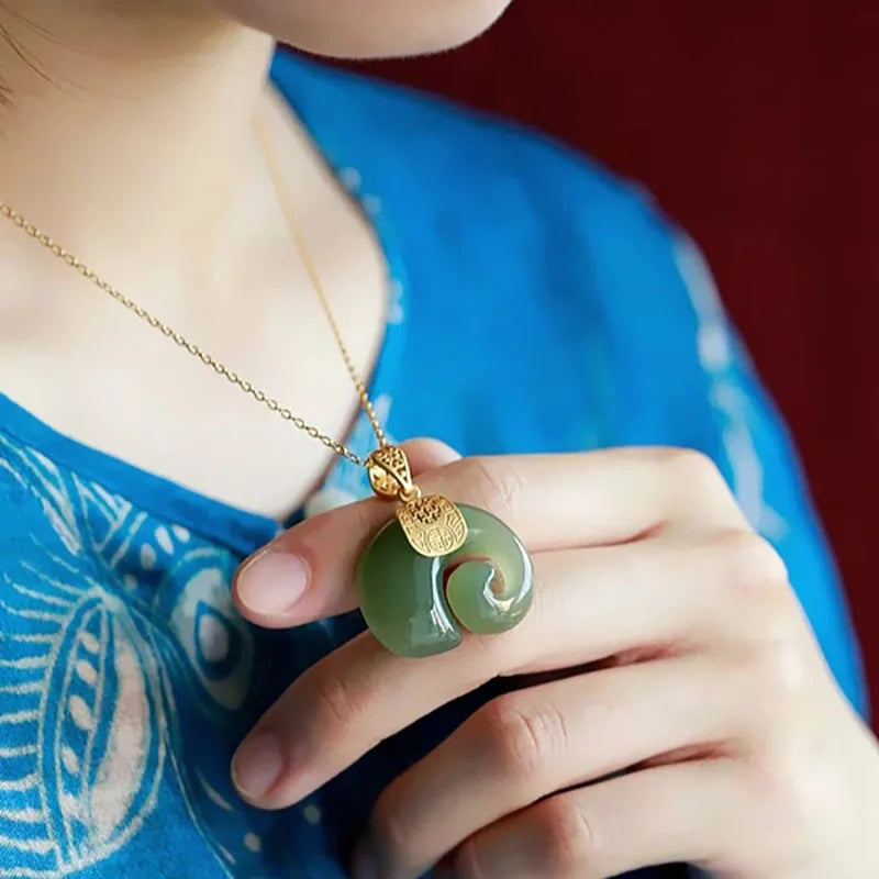 Natural Stone Elephant Pendant Necklace for Women - Gold Plated Chain Jewelry
