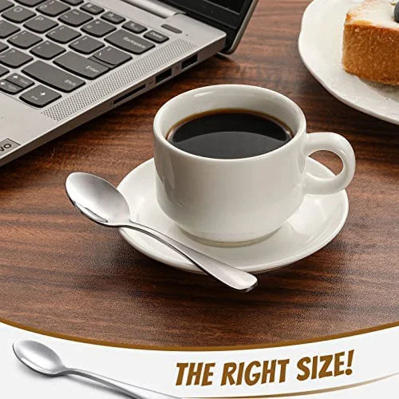 Stainless Steel Espresso & Dessert Spoons Set - 4.7 Inch Mini Coffee Spoons, 6 Pieces