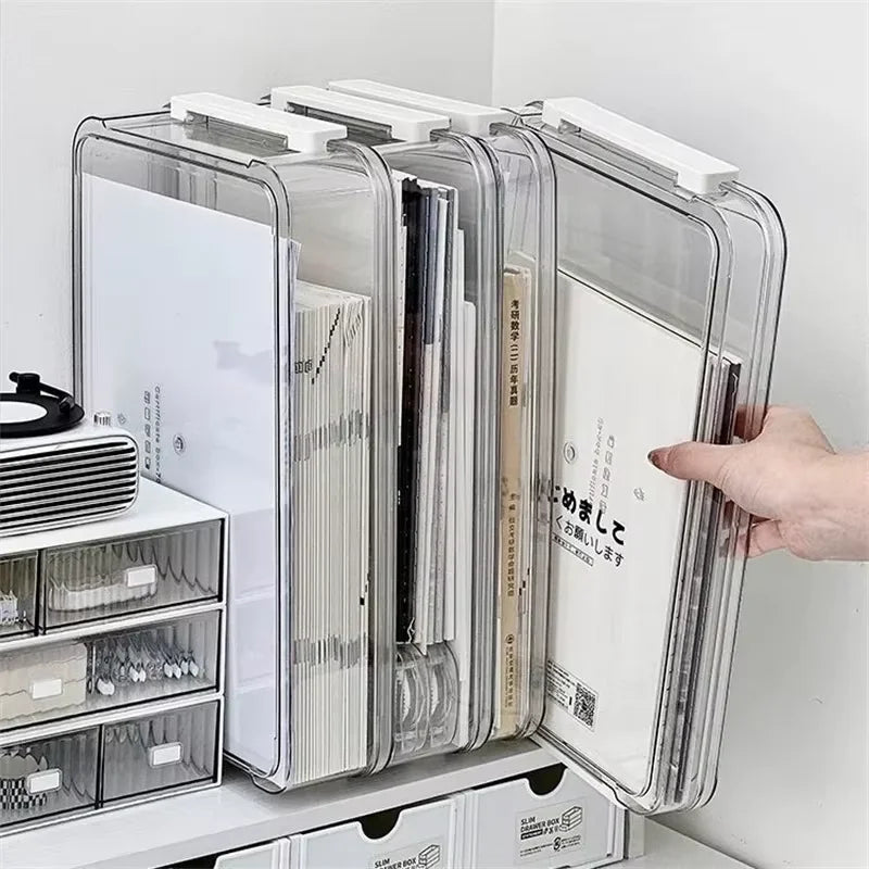 Acrylic A4 Desktop File Holder Organizer Dustproof Storage Box