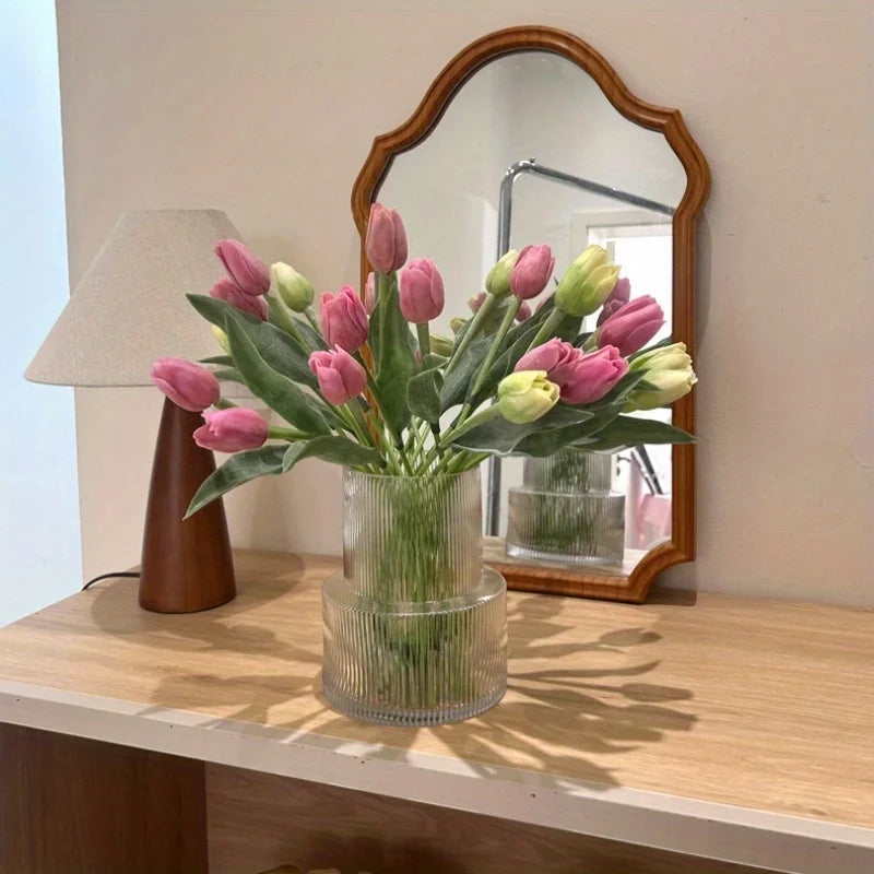 Artificial Tulip Flower Bouquets - Faux Latex Floral Decor for Weddings & Home