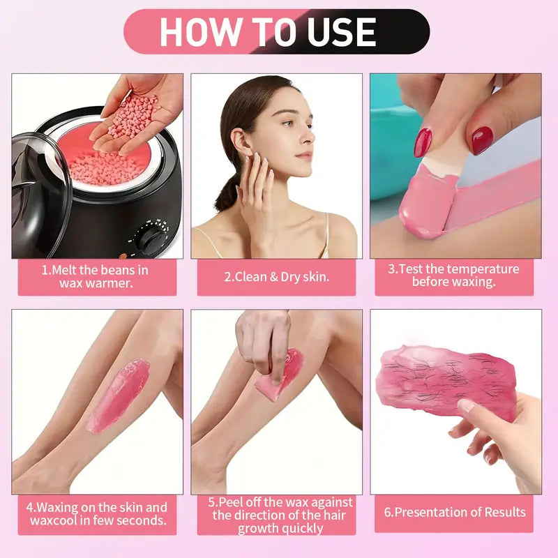 Hard Wax Beans Hair Removal Kit for Body Face Bikini Legs - 50/100g