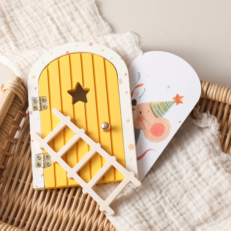Mini Fairy Elf Door Toy Dollhouse Wooden Home Decor - Baby Room Wall Ornament