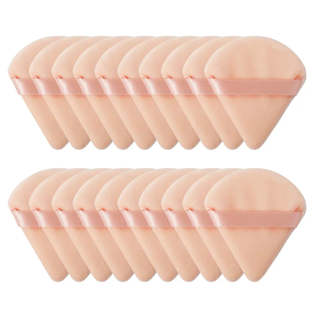 Triangle Velvet Powder Puff Makeup Sponge Set - Washable Mini Face Applicators