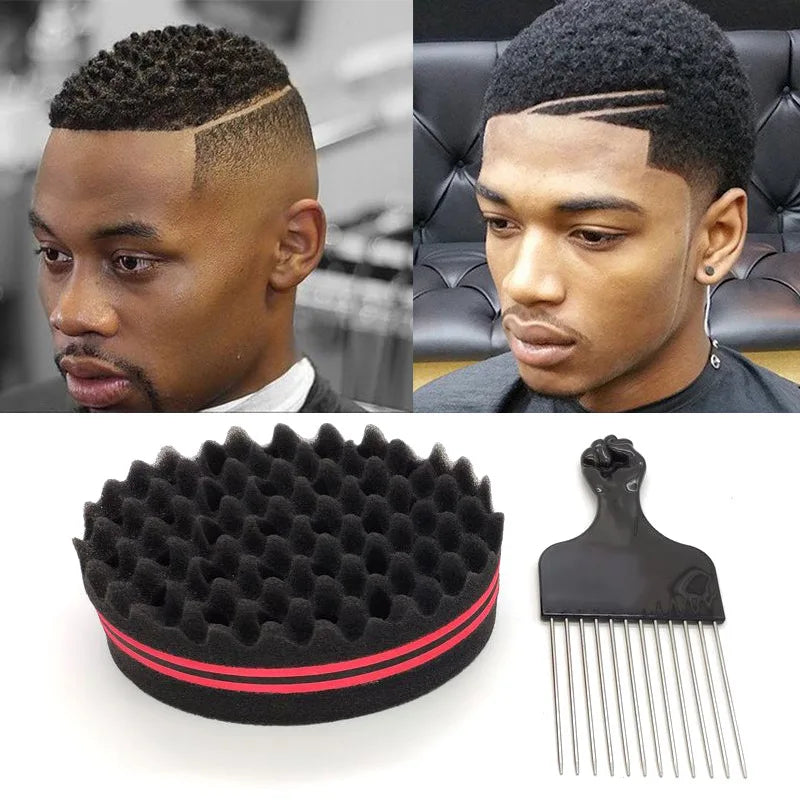 Oval Double Sides Twist Hair Sponge Brush for Afro & Braid Styling