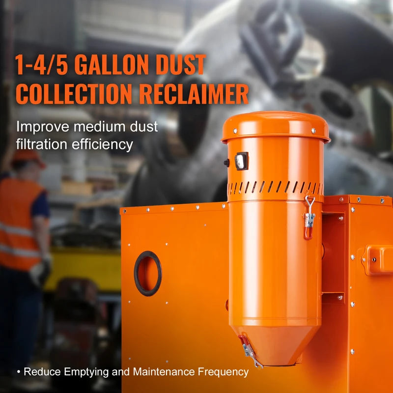 Dust Collection System with 1.6 HP Motor and 1.8 Gal Capacity for Sandblasting Cabinets