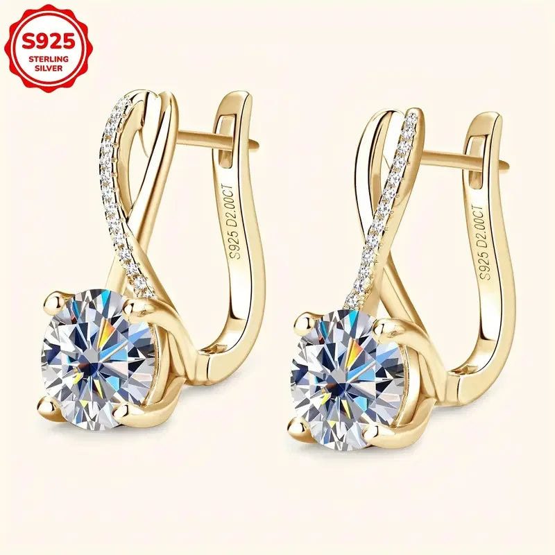 Fashionable Moissanite Women's Earrings High-End Jewelry Gift