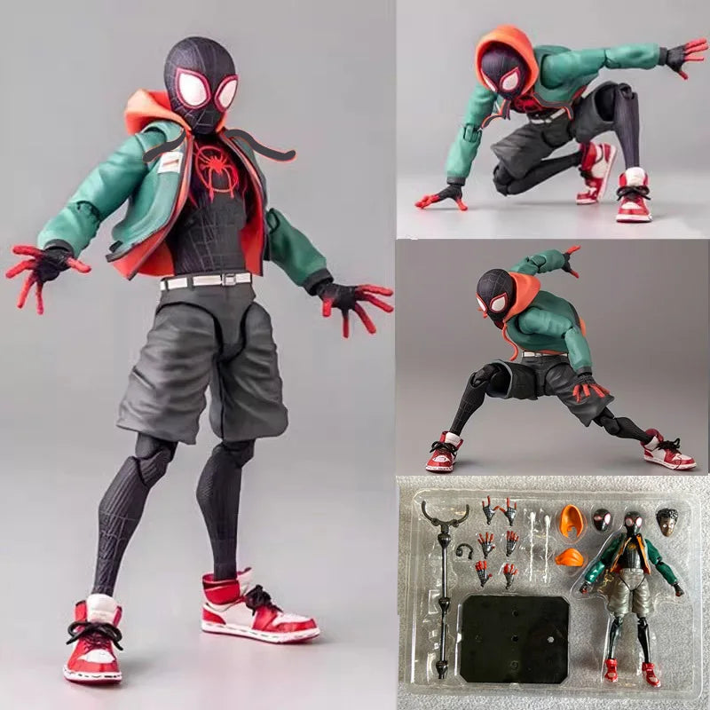 Miles Morales Spider-Man Action Figure with Removable Hood and Interchangeable Hands - 17cm