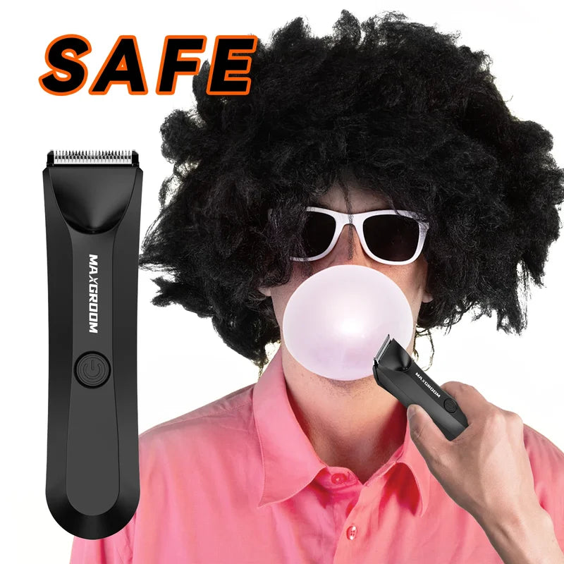 Men's Body Hair Trimmer Electric Razor Waterproof with Ceramic Blades