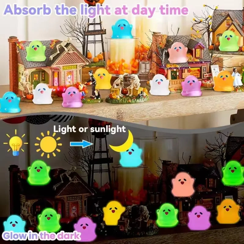 Glow in Dark Resin Ghost Figurines Set for Fairy Garden Micro Landscape Halloween Decor - 10/30/50pcs
