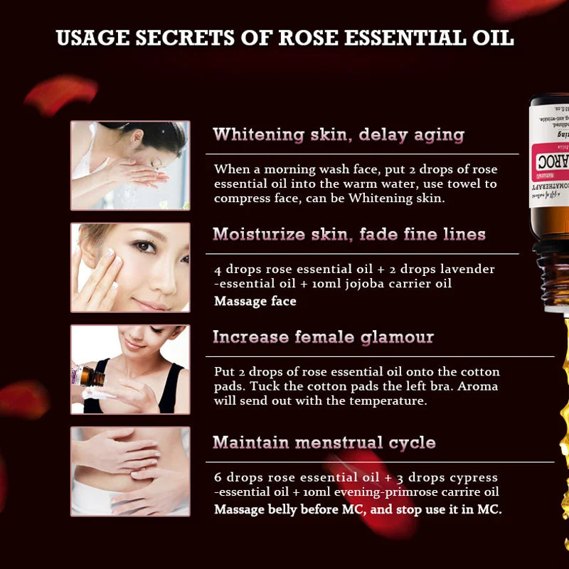 Natural Rose Essential Oil 10ml Hydrating Skin Care & Massage Oil