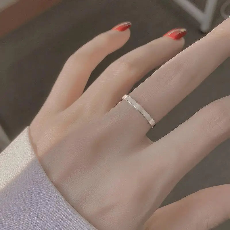 Sterling Silver Minimalist Ring for Women Girls - Simple Geometric Jewelry Gift