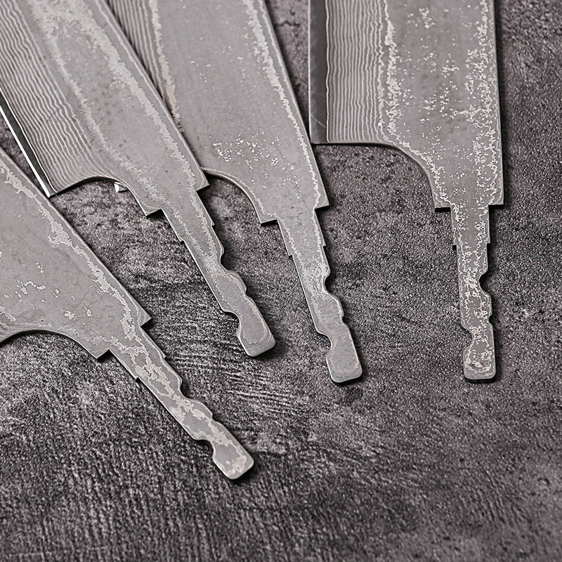 DIY Damascus Steel Chef Knife Blade - Full Tang Japanese Kitchen Tool