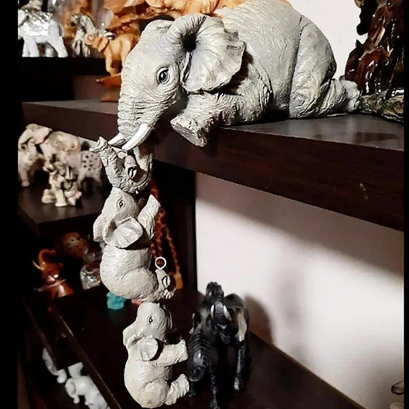 3 Pcs Cute Elephant Resin Figurines Baby & Animal Decor Miniatures Set