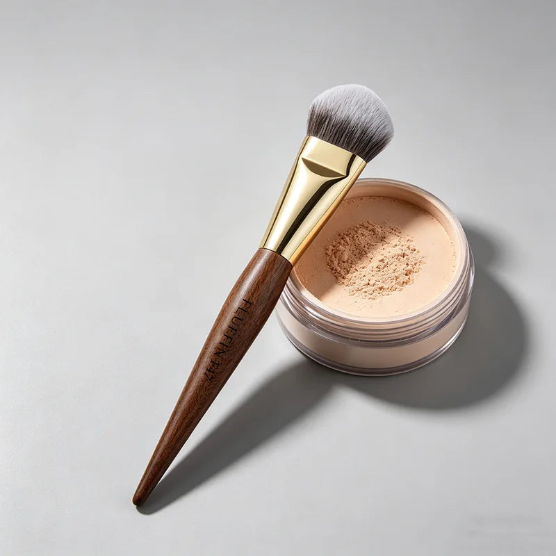 Angle Foundation Makeup Brush - Professional Blending Tool with Copper Handle
