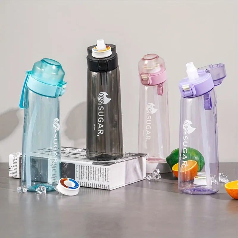 650ml Portable Sports Water Bottle with Fruit-Flavored Pods Leakproof Drinking Cup