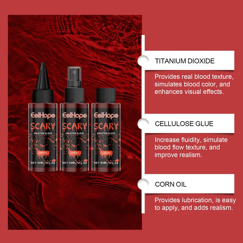 Halloween Fake Blood Makeup Kit with Spray for Horror Costumes & Cosplay
