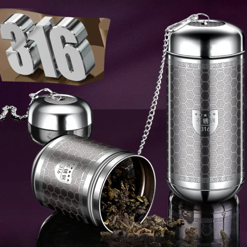 316 Stainless Steel Tea Infuser with Tray and Herbal Filter - Kitchen Tea Strainer Accessory