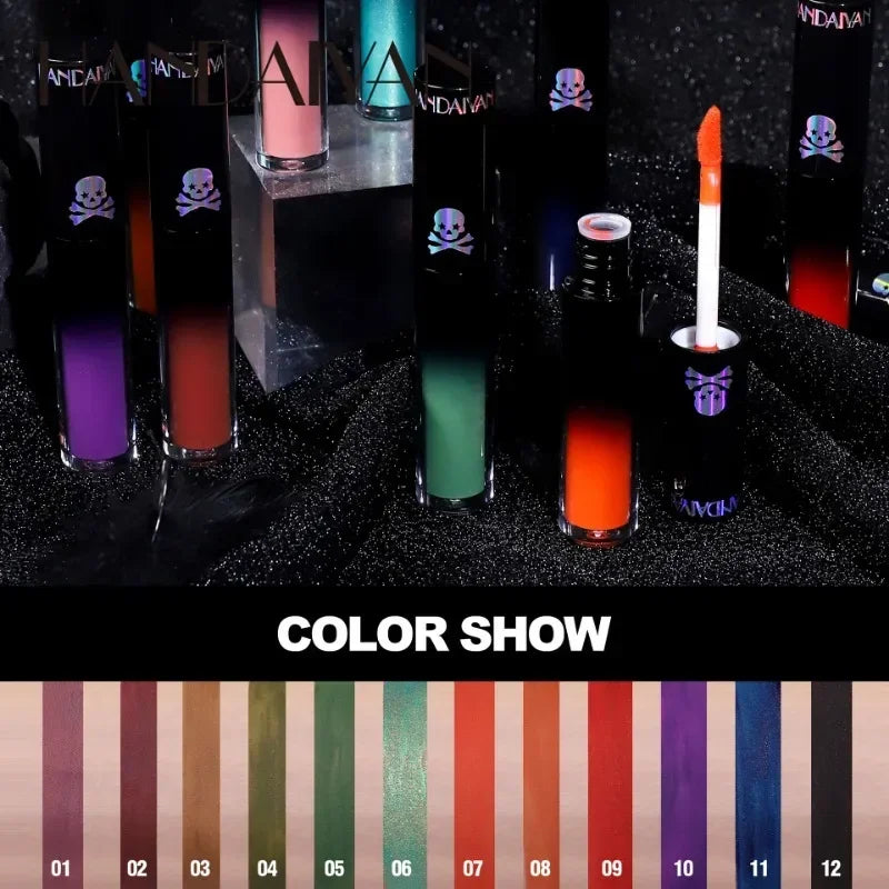 Halloween Goth Lipstick Set Long Lasting Matte Lip Gloss for Cosplay