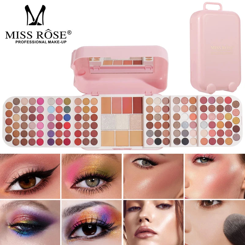 Portable Makeup Palette with Mirror - Travel Cosmetic Set for Women