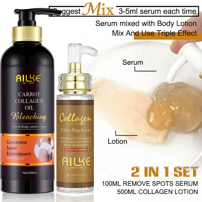 Natural Collagen Skin Whitening Serum for Face & Body - Reduce Dark Spots & Moisturize