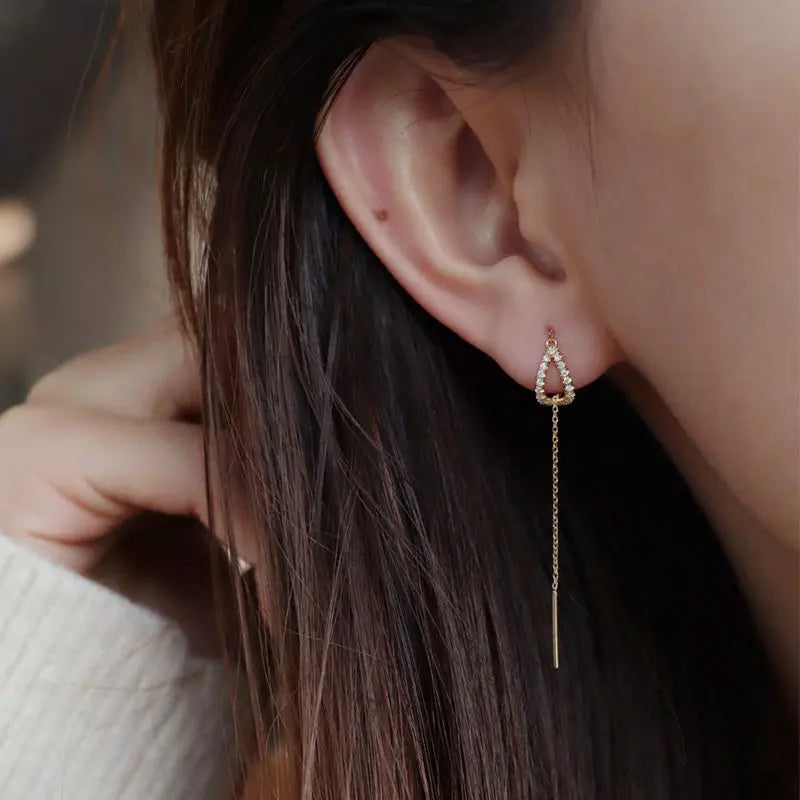 Minimalist Long Tassel Chain Earrings for Women - Silver or Gold