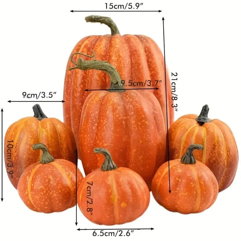 7pcs Pumpkin Autumn Decor Outdoor Orange Foam Fake Artificial Halloween Harvest Festival
