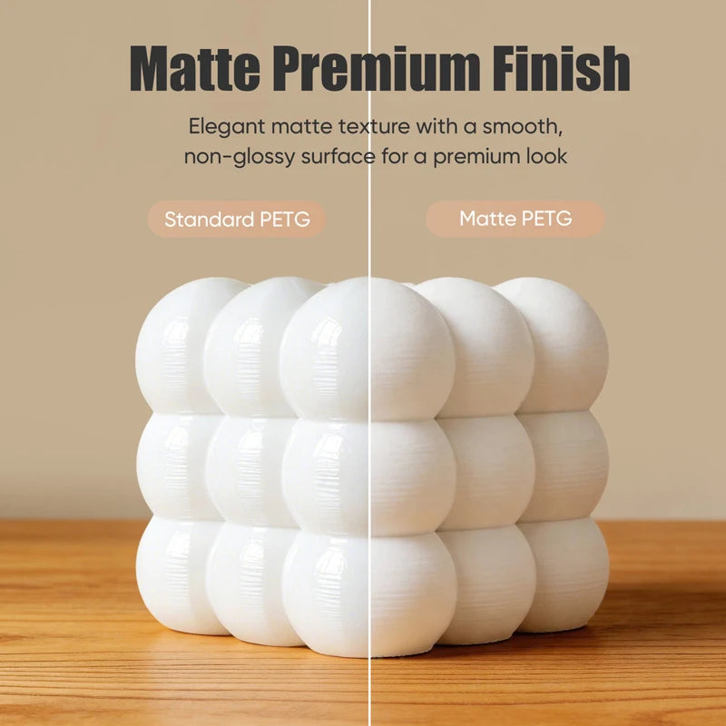PETG 3D Printer Filament Matte Finish - 1kg Spool, Strong Layer Adhesion