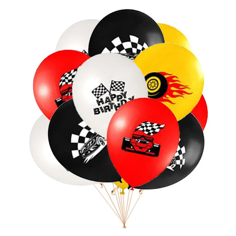 12 Inch Motorcycle Racing Latex Balloon Set - Kids Birthday Party Decor