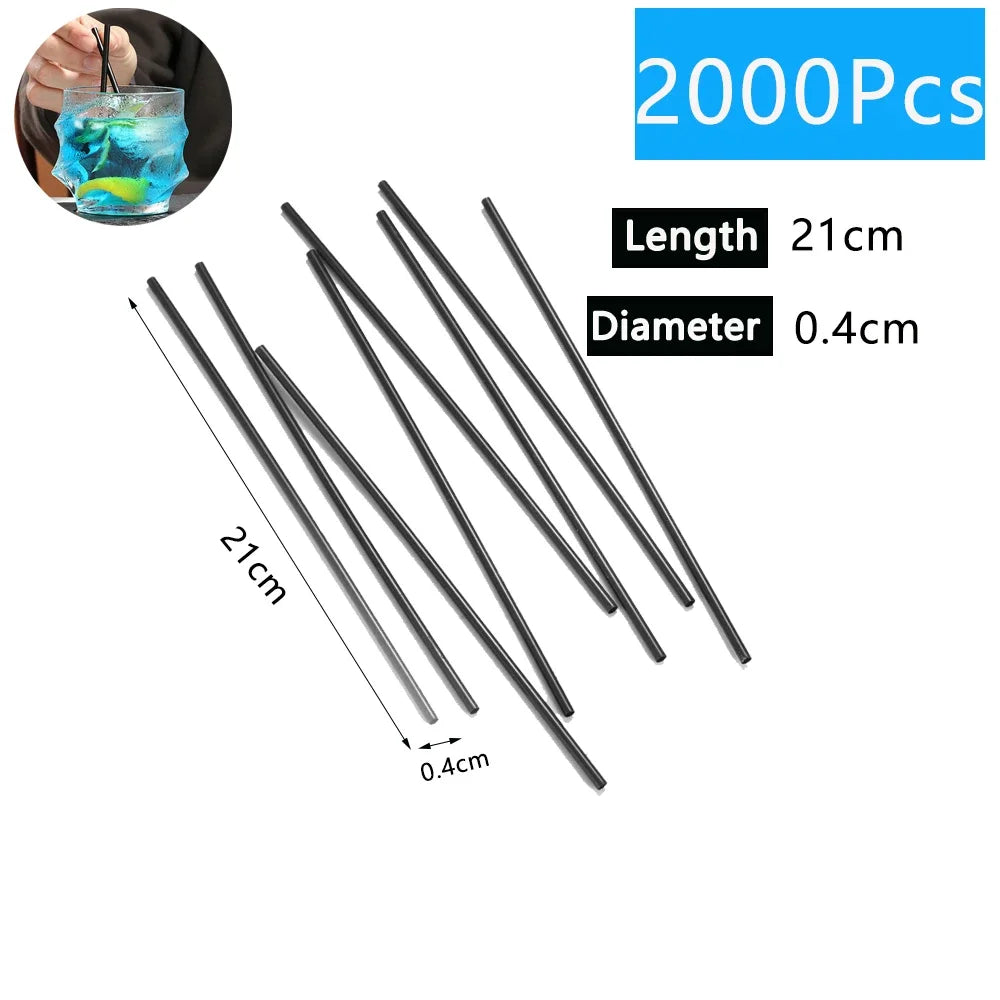Black Drinking Straws Pack 100-6000PCS for Coffee Juice Cocktail Party Wholesale
