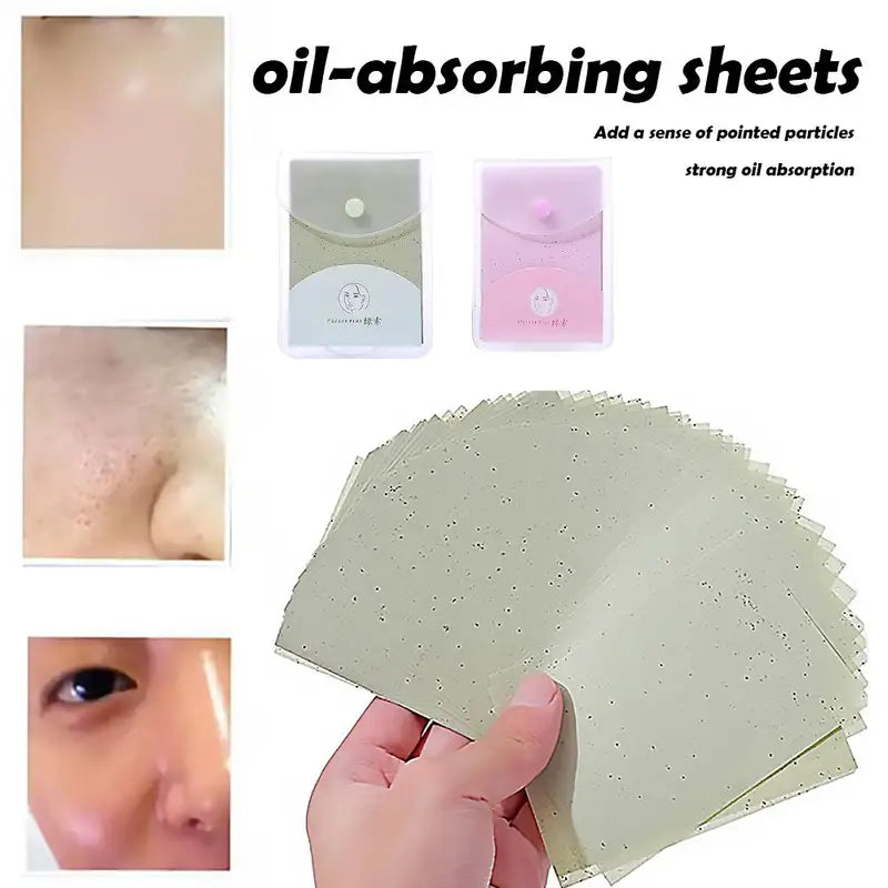 160 Sheets Oil Control Blotting Papers with Travel Case - Green Tea Face Tissues