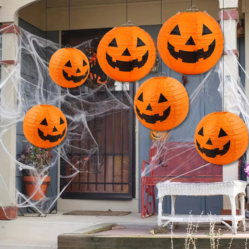 Halloween Hanging Paper Lanterns Set - Indoor Outdoor Garden Decorations