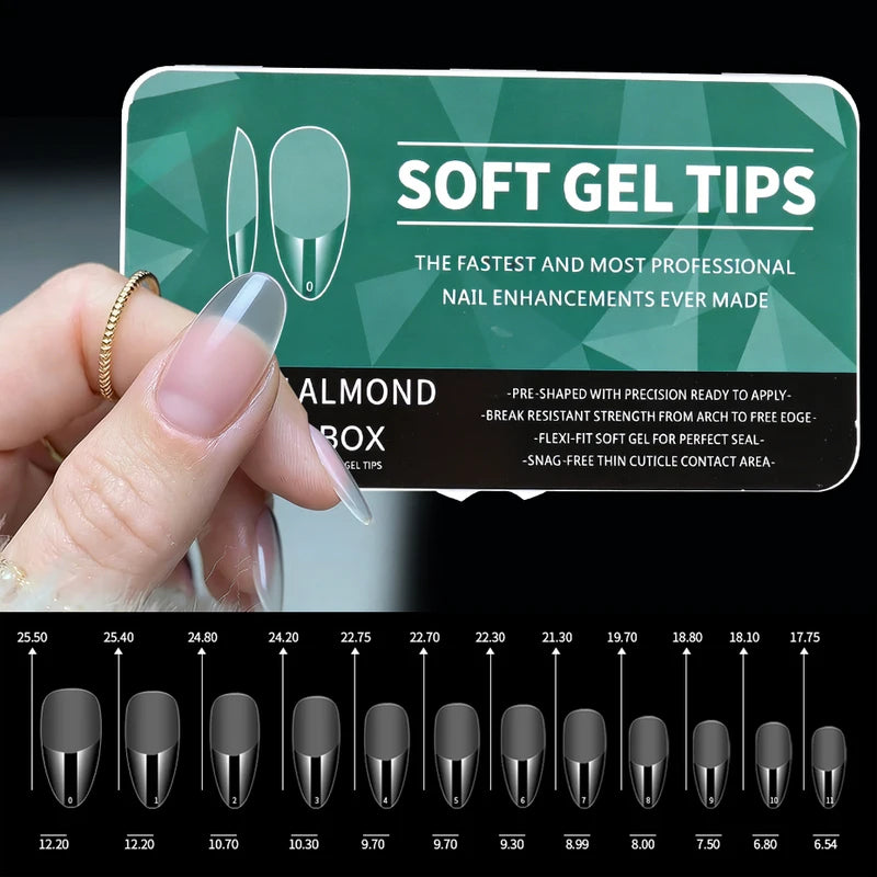 550pcs Frosted Translucent Nail Tips Soft Almond Coffin Square False Nails Matte Press On Manicure