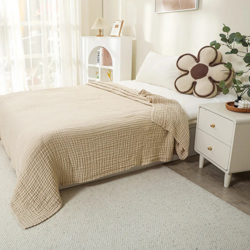 Lightweight Cotton Throw Blanket for Couch & Bed - 6-Layer Boho Style Large Summer Cover