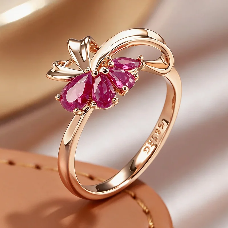 Elegant Flower-Shaped Zircon Ring for Women - Rose Gold Wedding & Party Jewelry
