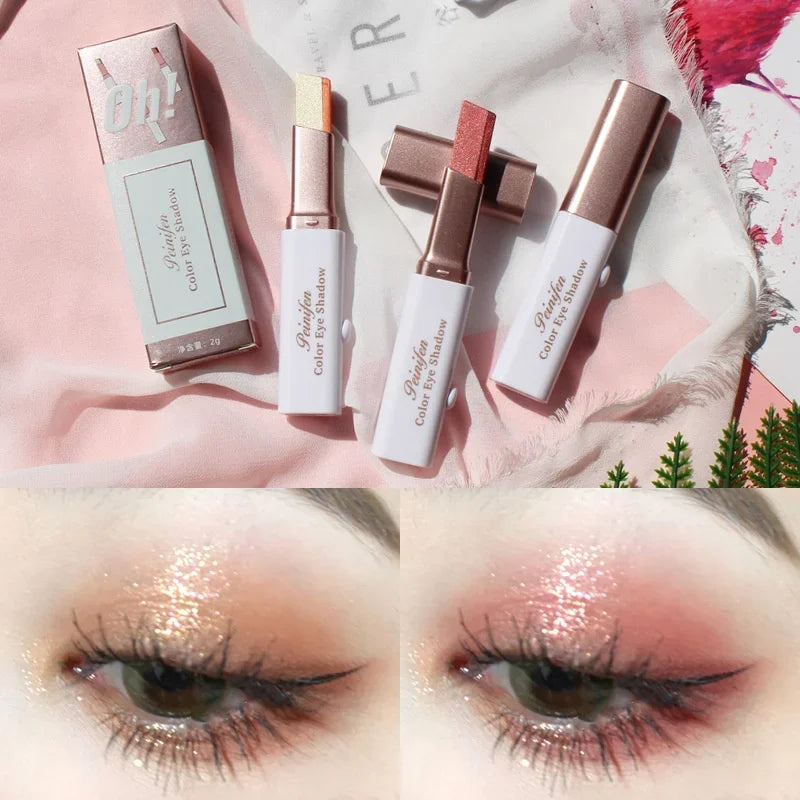 Double Color Glitter Eyeshadow Stick Waterproof Matte Bicolor Makeup Pen