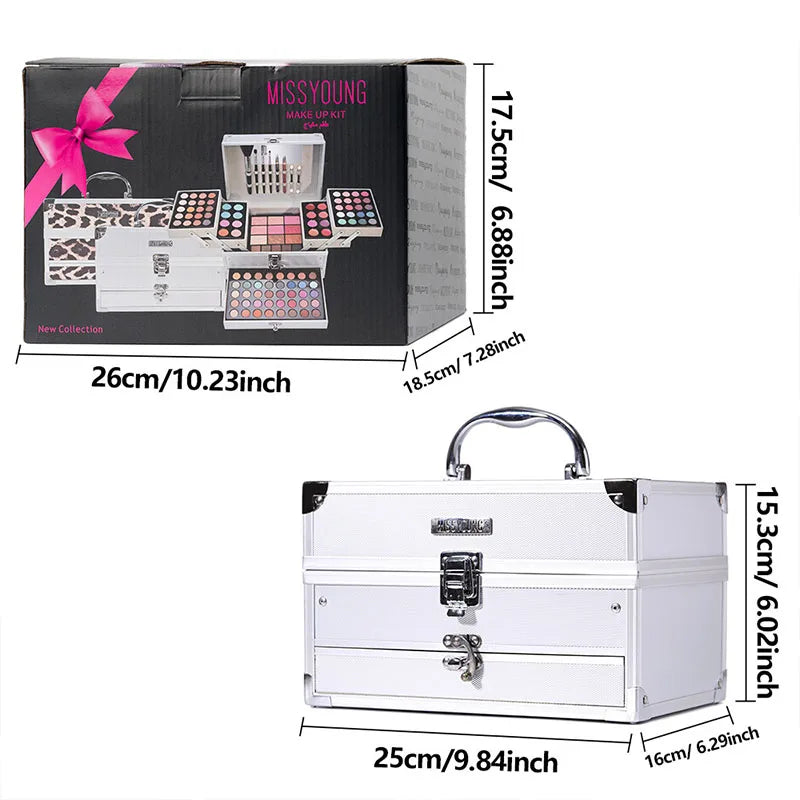 Multi-Function Makeup Kit with Mirror & Tools - Gift Box for Beginners & Teens