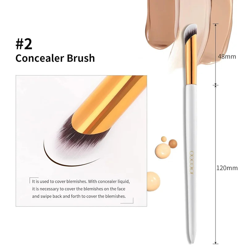 Angled Foundation & Concealer Makeup Brush Set - Vegan Synthetic Bristles