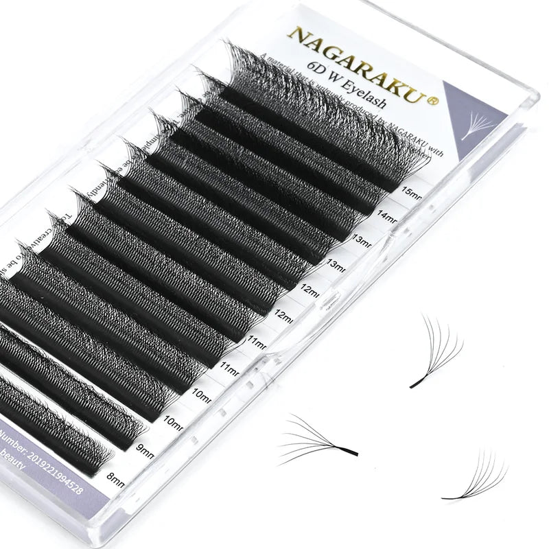 6D W Shape Natural False Eyelash Extensions - Premade Fans for Professional Lash Artists